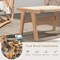 Costway 1/2 PCS Teak Wood Ottoman Footstool with Braided Rope for Living Room Bedroom Office